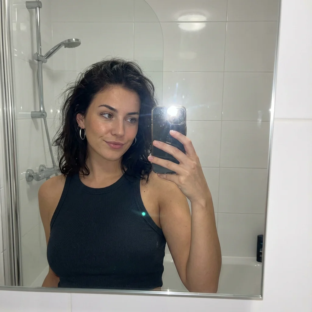 Bathroom Flash Selfie (IG-candid, non-explicit)